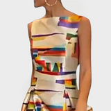 Catherine | Geometric Patterned Eveningwear Maxi Dress