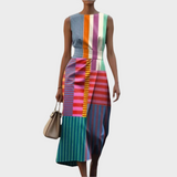 Alex | Vibrant Sleeveless Geometric Patterned Dress