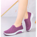 Women's Slip-On Shoes - Breathable Knit Upper - Lightweight Rubber Sole - Casual Comfort