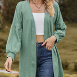 Women's stylish textured cardigan with lantern sleeves