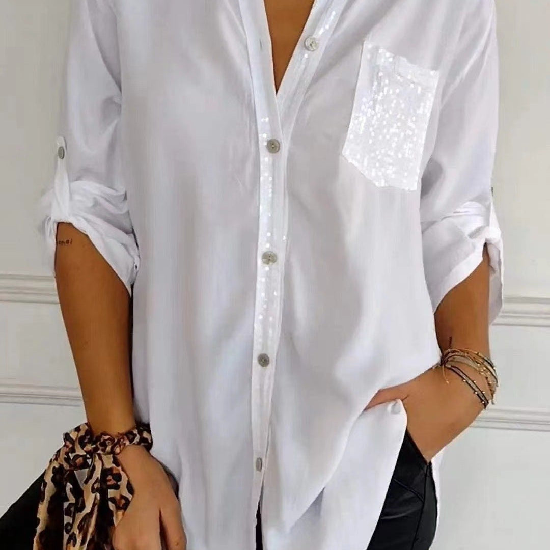 Sequin Pocket Glitter Blouse | Stylish Partywear for Women