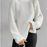Grace | Full Size Turtle Ribbed Knit Slit Sweater