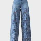 Clementine | Luxurious Lace Embellished Denim Jeans