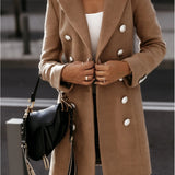 Women’s Blazer Coat – Tailored Fit – Wool Feel – Double-Breasted – Suit Collar