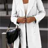 Women’s Blazer Coat – Tailored Fit – Wool Feel – Double-Breasted – Suit Collar