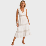 Georgia | Sleeveless Boho-Style Midi Dress with Lace Details
