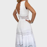 Georgia | Sleeveless Boho-Style Midi Dress with Lace Details