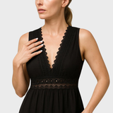 Georgia | Sleeveless Boho-Style Midi Dress with Lace Details