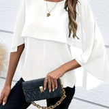 Layered blouse with batwing sleeves for women