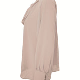 Tie-neck blouse with puff sleeves for women