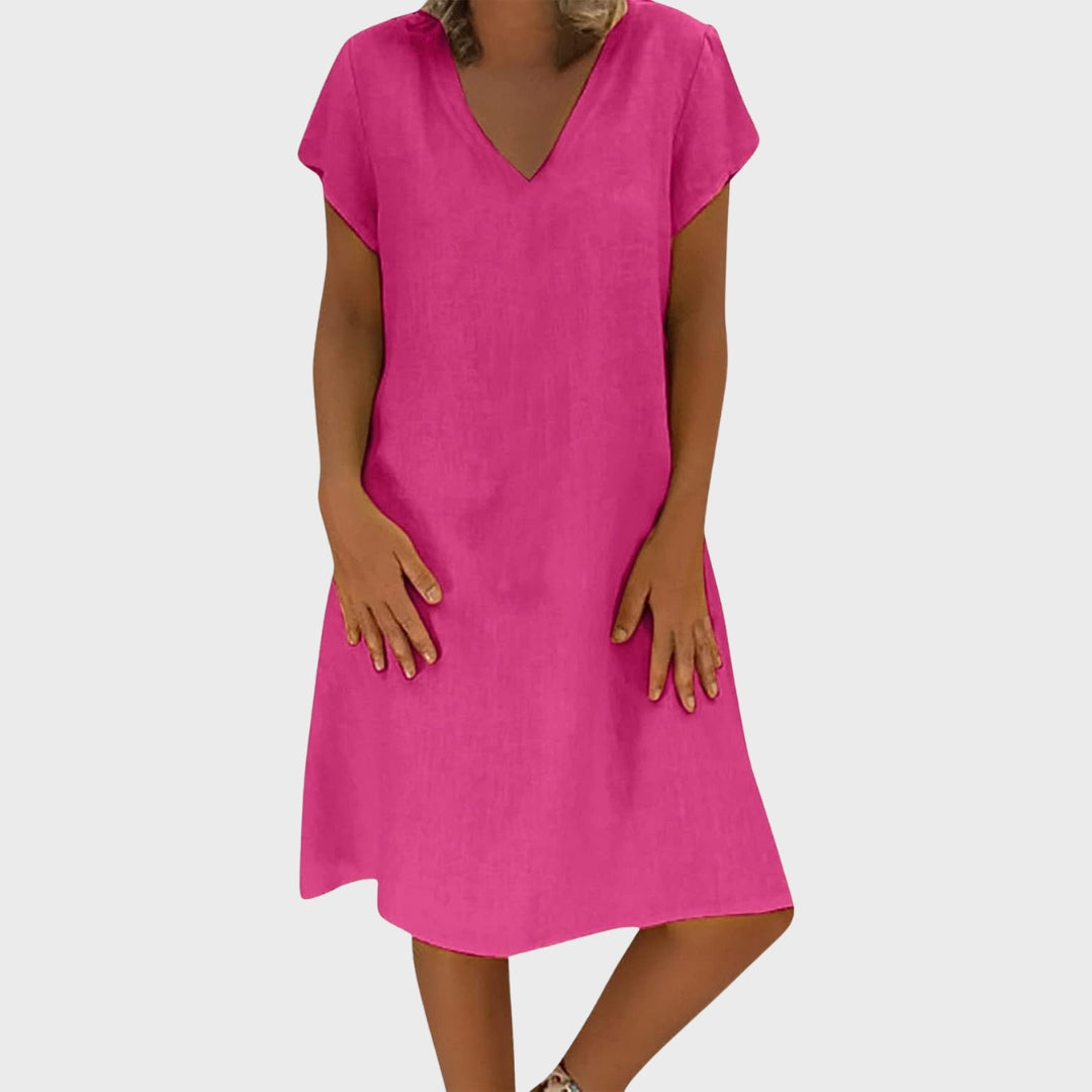 Mariselle | V-Neck Tunic Dress with Cap Sleeves