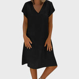 Mariselle | V-Neck Tunic Dress with Cap Sleeves