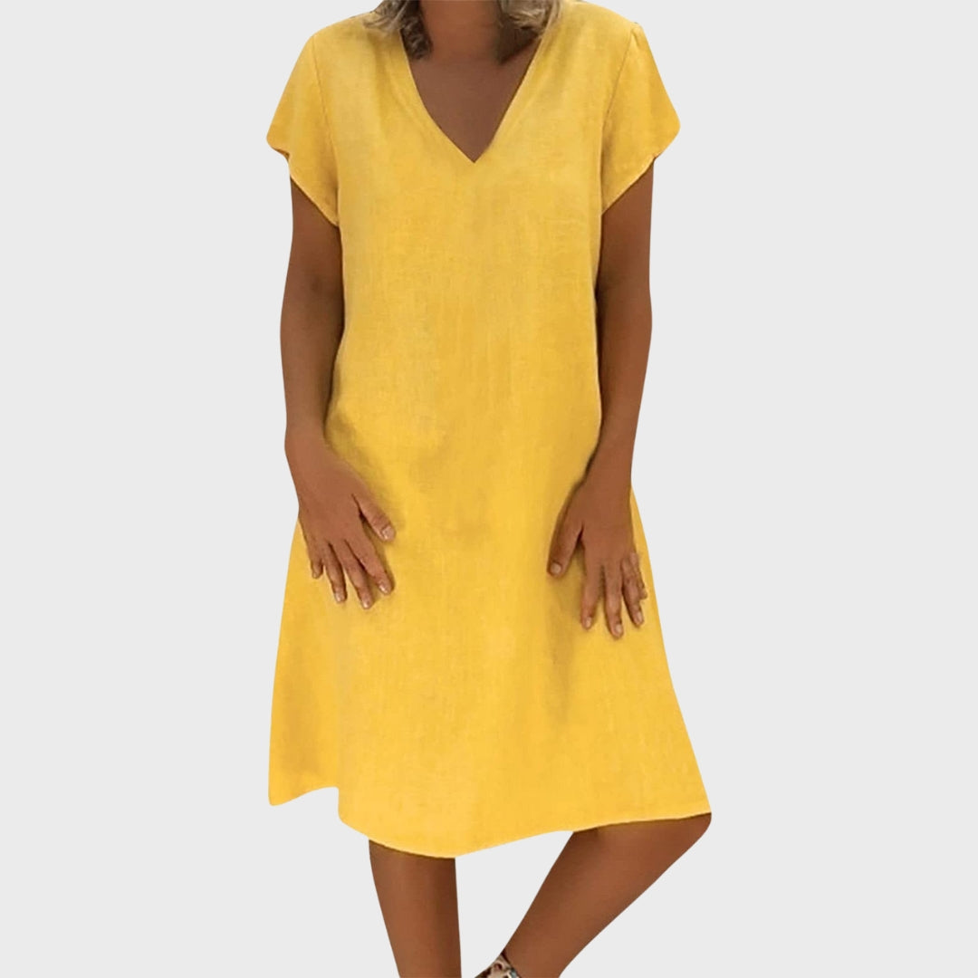 Mariselle | V-Neck Tunic Dress with Cap Sleeves
