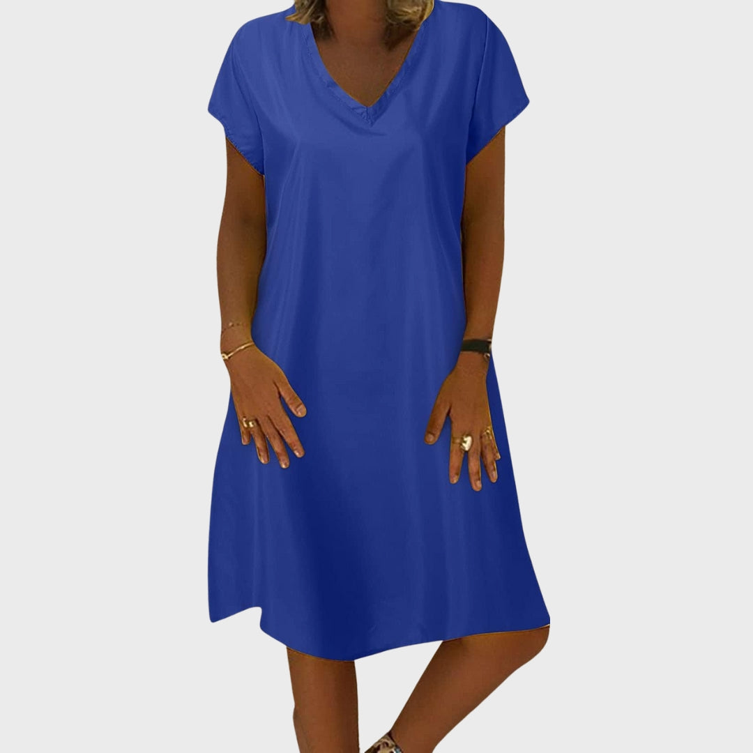 Mariselle | V-Neck Tunic Dress with Cap Sleeves