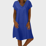 Mariselle | V-Neck Tunic Dress with Cap Sleeves