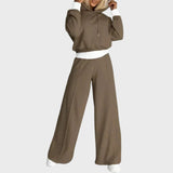 Emily | Women's 2-Piece Hoodie Tracksuit Set with Wide-Leg Trousers