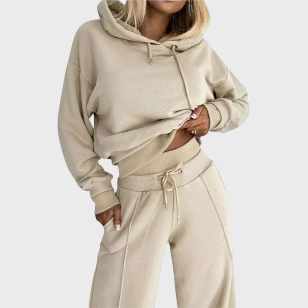 Emily | Women's 2-Piece Hoodie Tracksuit Set with Wide-Leg Trousers