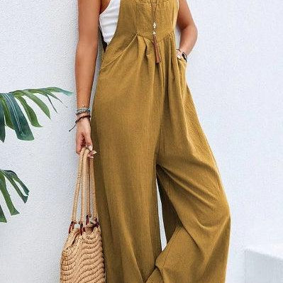 Women's Casual Loose Fit Jumpsuit – Sleeveless, Wide-Leg, Lightweight