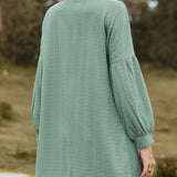 Women's stylish textured cardigan with lantern sleeves