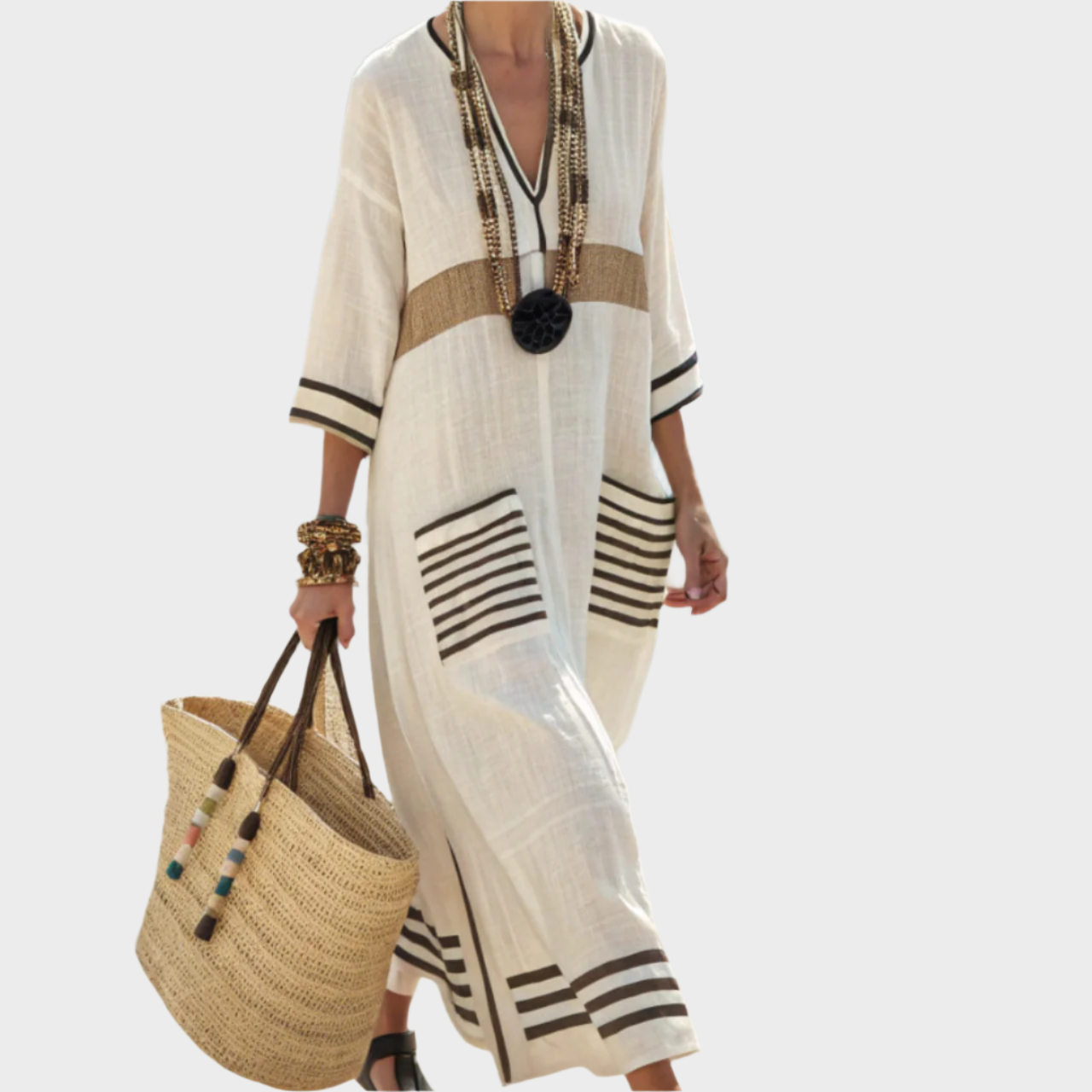 Alexandria | Kaftan With Stripes Oversized Pockets