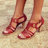 Women’s Block Heel Sandals – Open Toe – Cork Sole – Strappy Modern Design