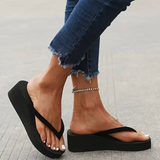 Women’s Flip Flops – Platform Wedge – Cushioned Sole – Casual Thong Strap Sandals