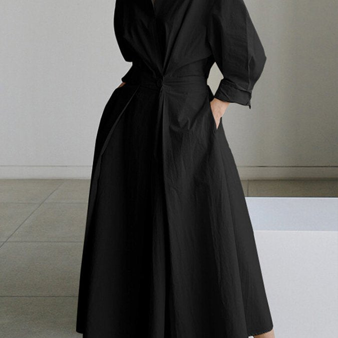 Taliah™ Polo Collar Long Sleeve Dress 