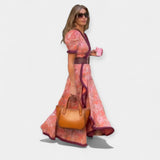 Alexandrina | Romantic Belted Satin Luxurious Dress