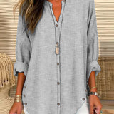 Striped button closure blouse for women