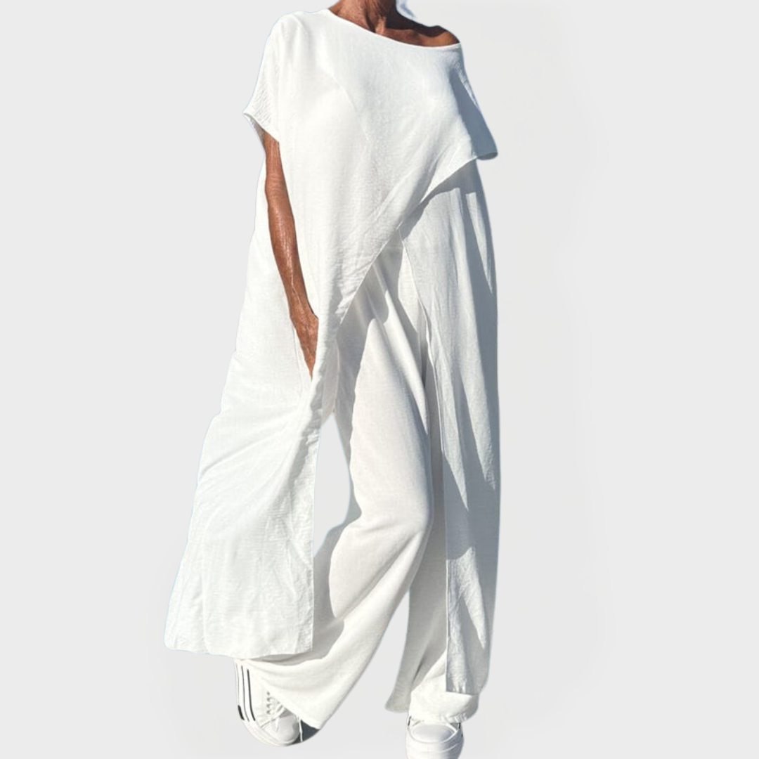 Rowan | Monochrome One-Shoulder Palazzo Ensemble Set