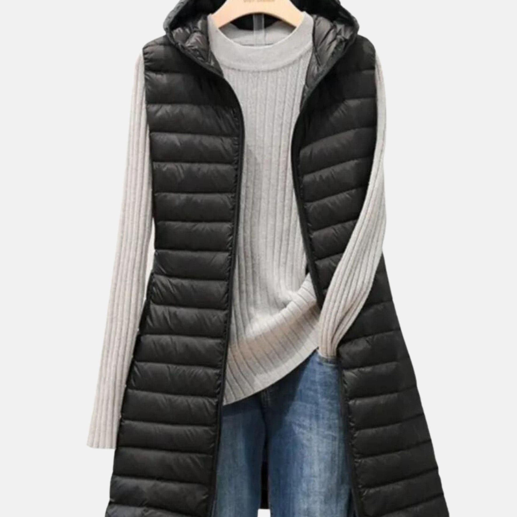 Quilted Long Jacket - Lightweight Insulated - Casual Modern Design - Full Zip