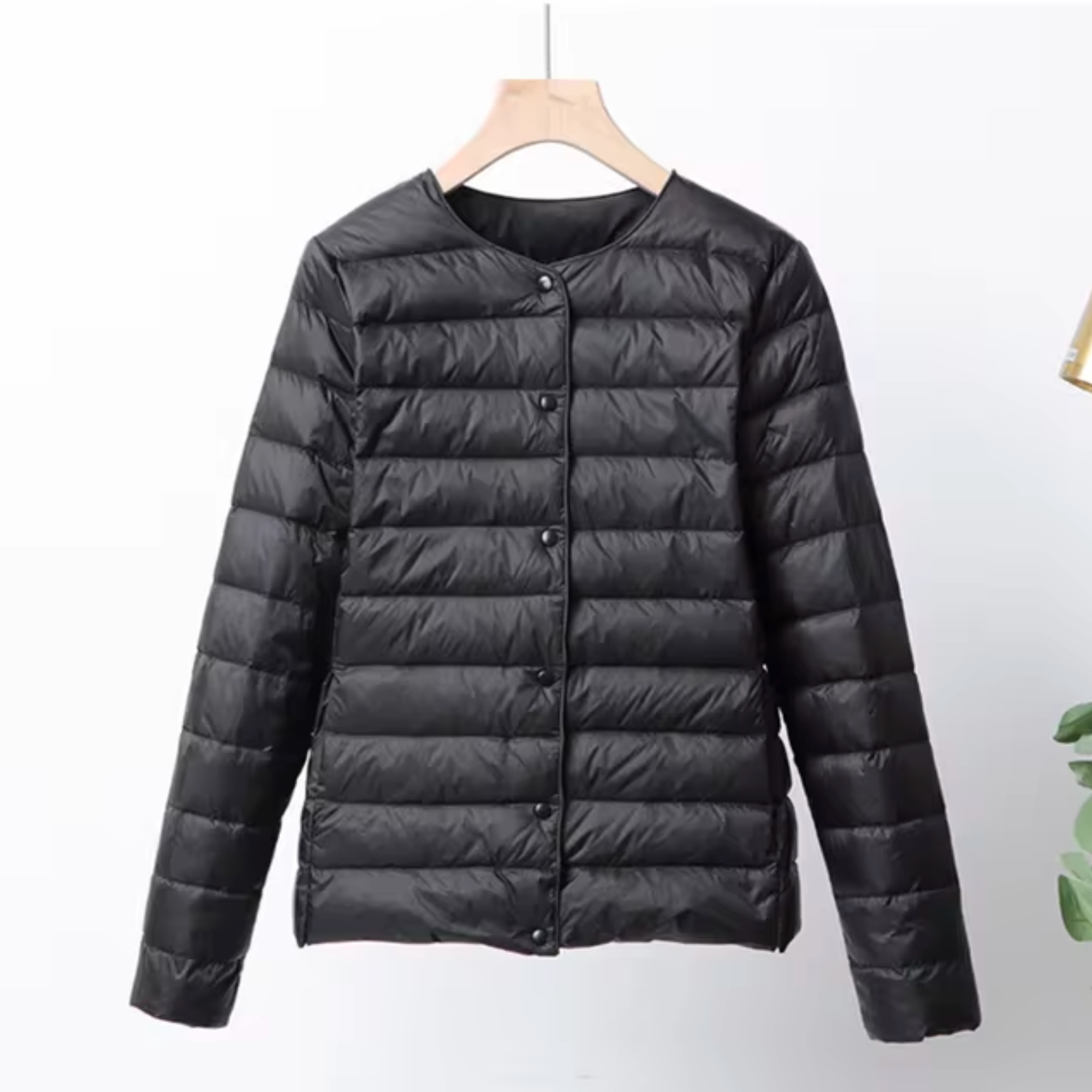 Women’s Down Jacket – Slim Fit – Lightweight Quilted – Collarless – Hip Length