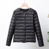 Women’s Down Jacket – Slim Fit – Lightweight Quilted – Collarless – Hip Length
