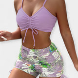 Isabella | High-Waisted Tropical Print Strappy Bikini