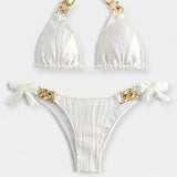 Alexandra | Striped Bikini Set With Embellishments