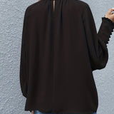 Tie-neck blouse with puff sleeves for women