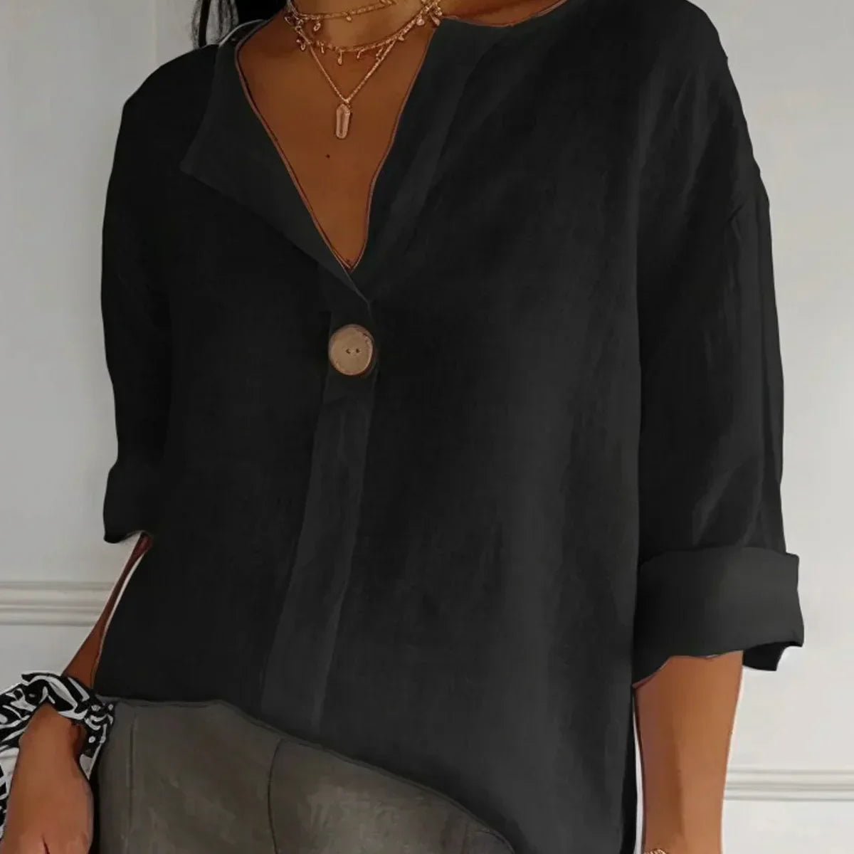 Ilja™ V-Neck Long Sleeve Loose Shirt