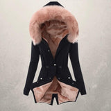 Women’s Parka Jacket – Mid-Length Fit – Faux Fur Lined – Hooded with Button Closure