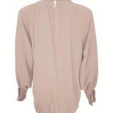 Tie-neck blouse with puff sleeves for women