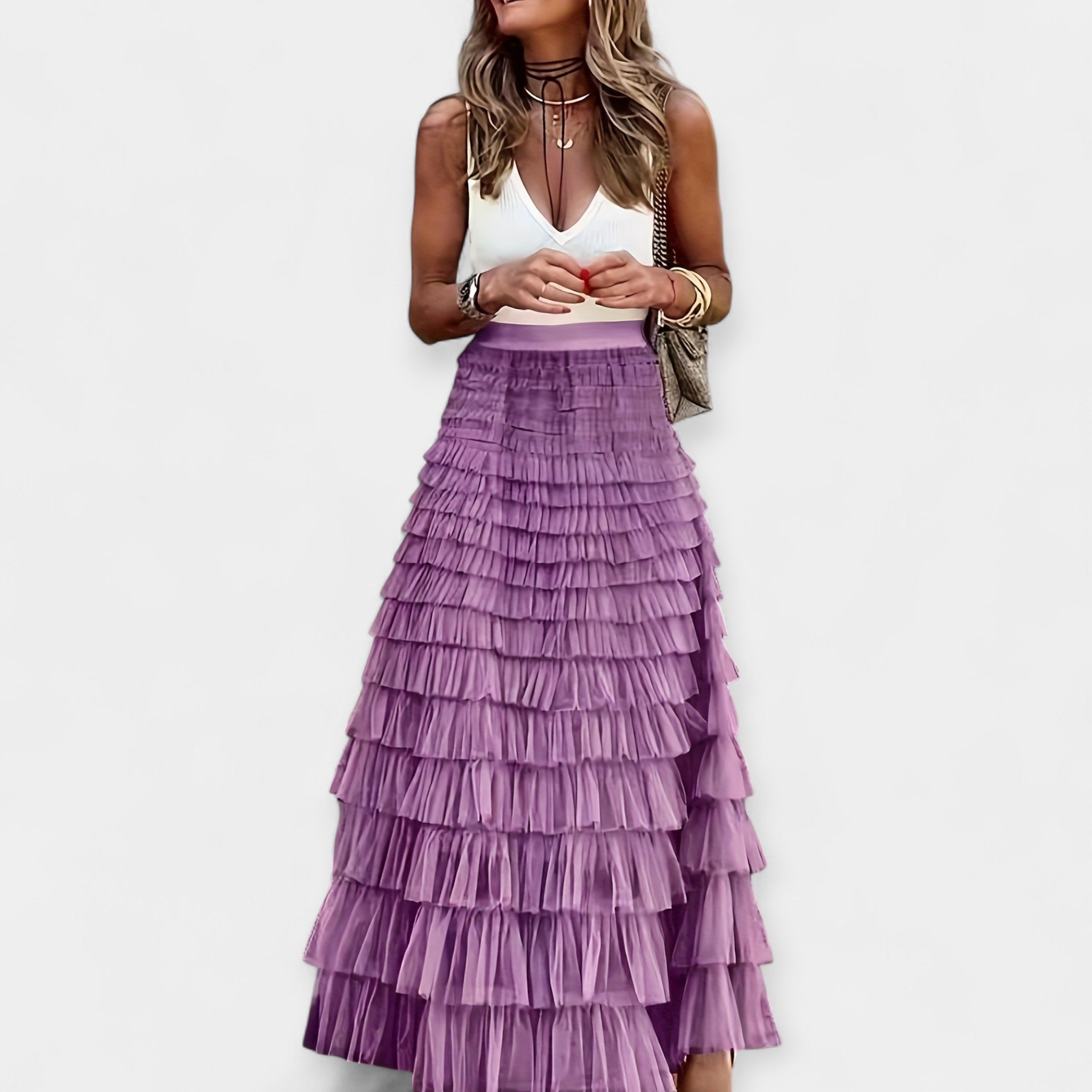 Alexandra | Boho Unquestionably Textured Satin Skirt