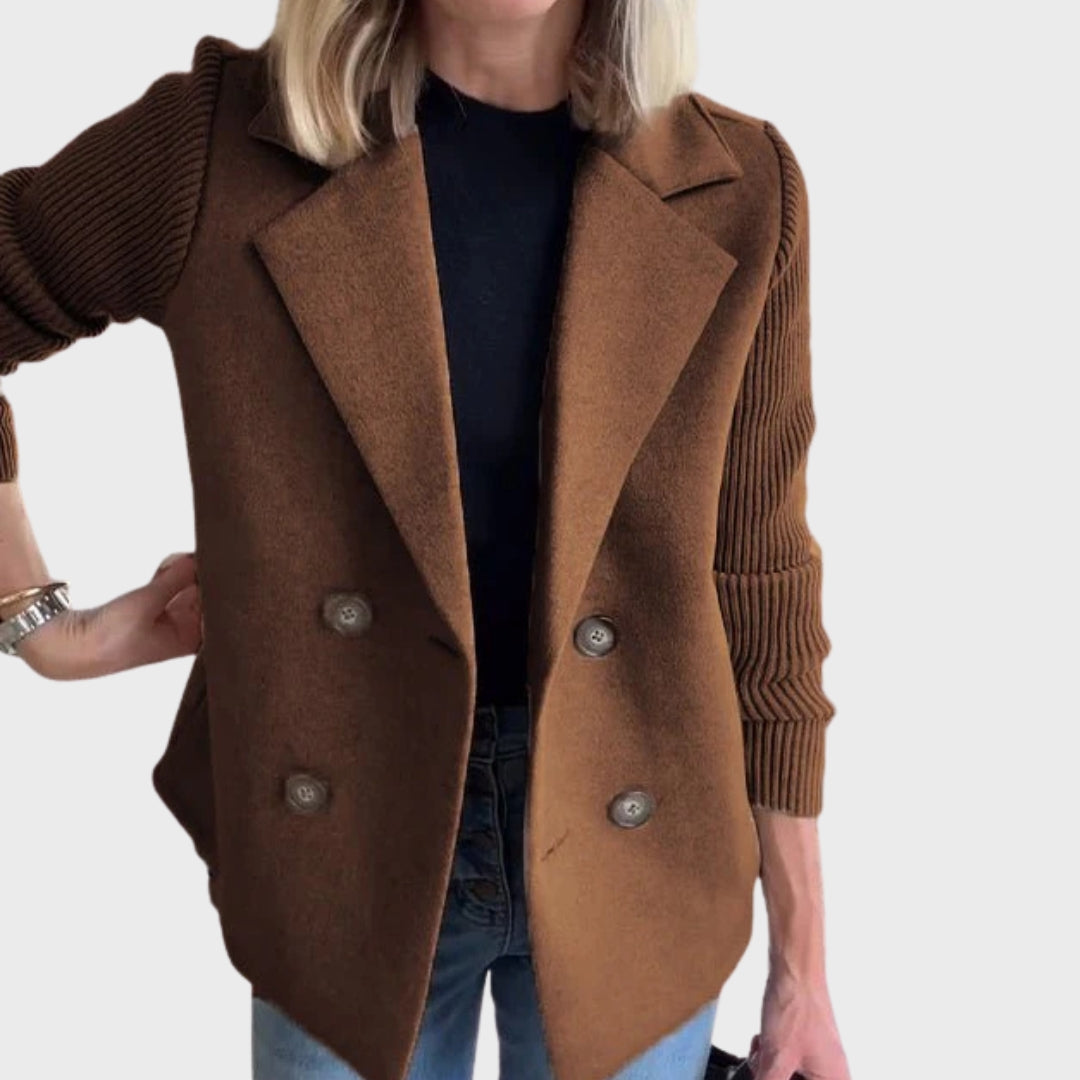 Ella | Elegant Autumn Knit-Sleeve Blazer