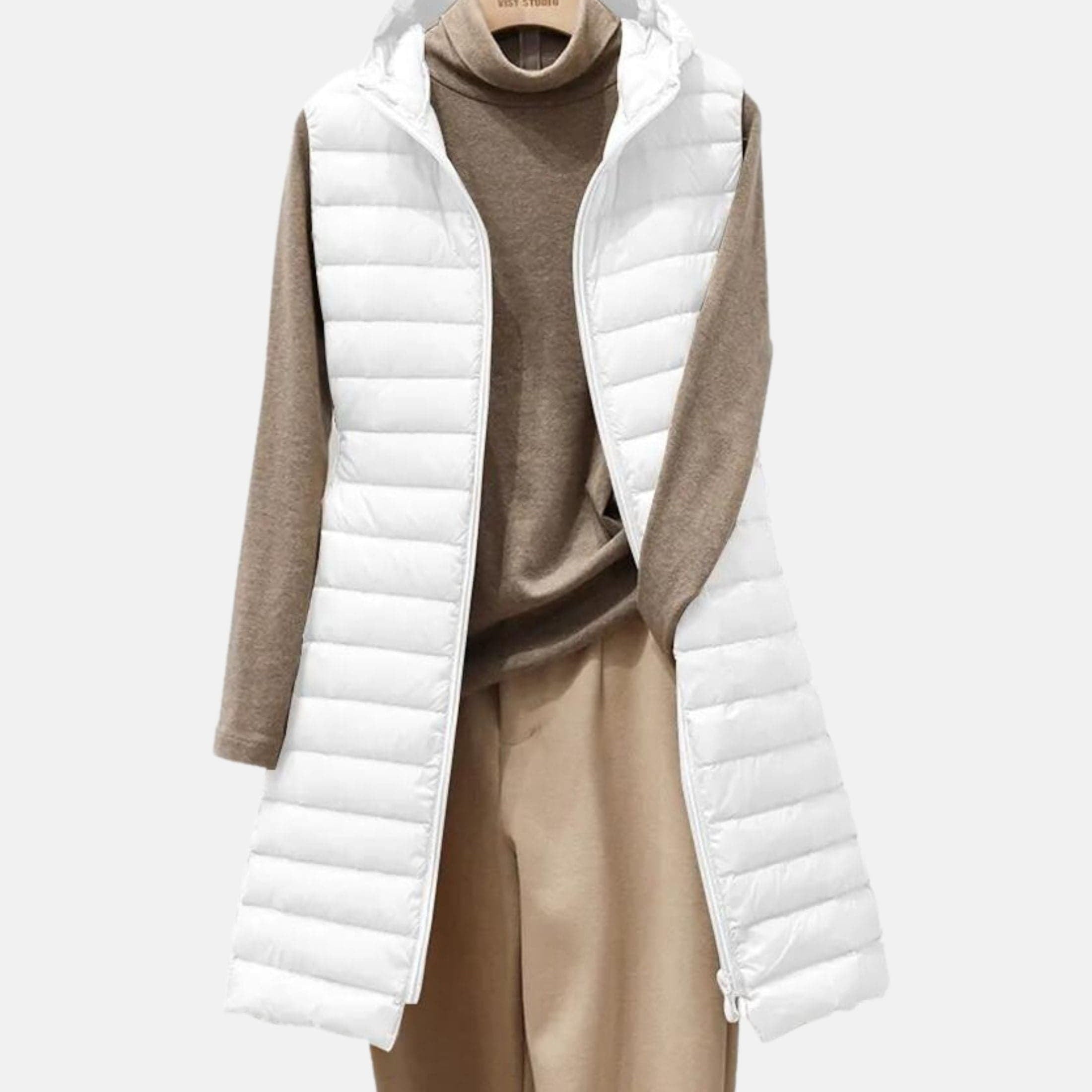 Quilted Long Jacket - Lightweight Insulated - Casual Modern Design - Full Zip