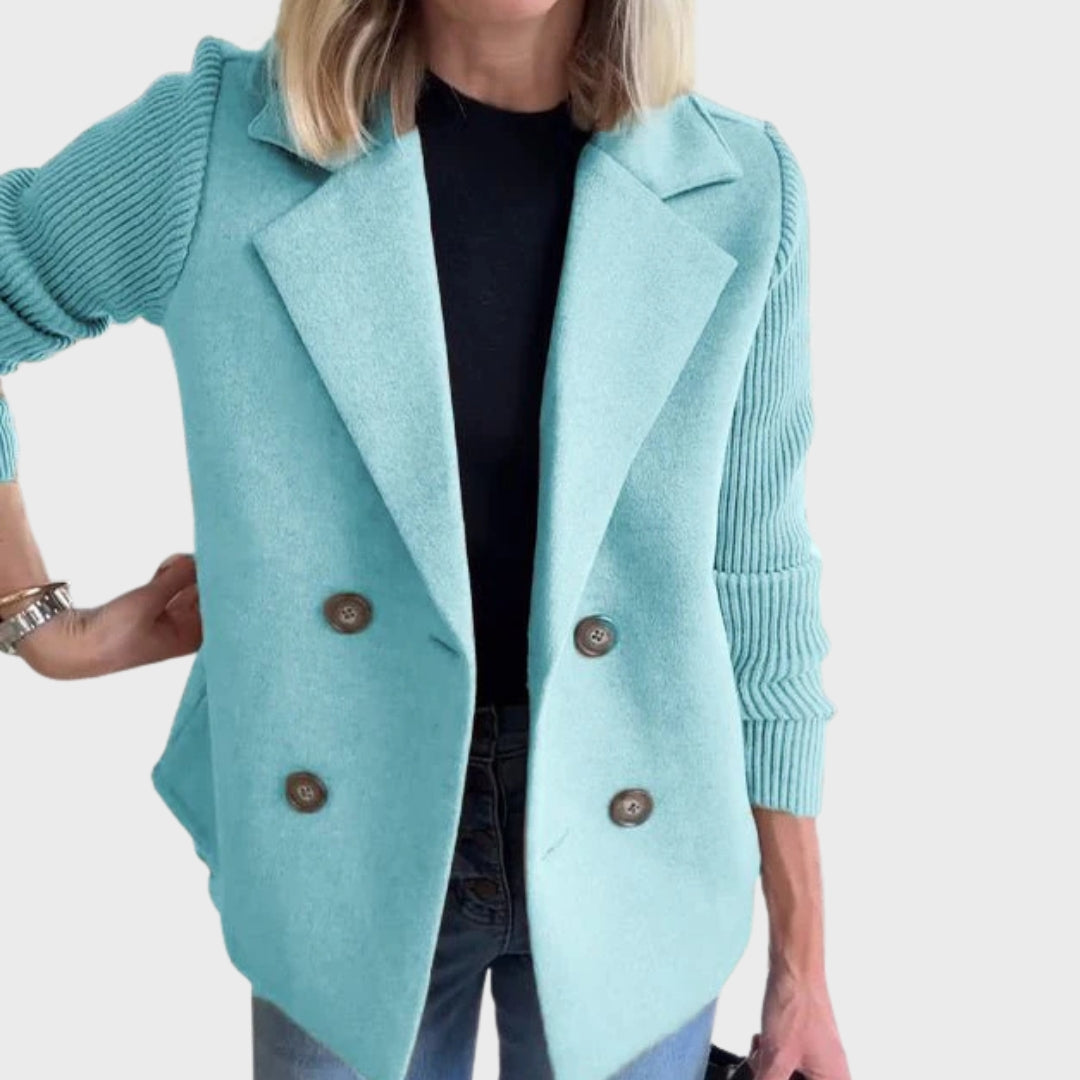 Ella | Elegant Autumn Knit-Sleeve Blazer