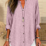 Striped button closure blouse for women