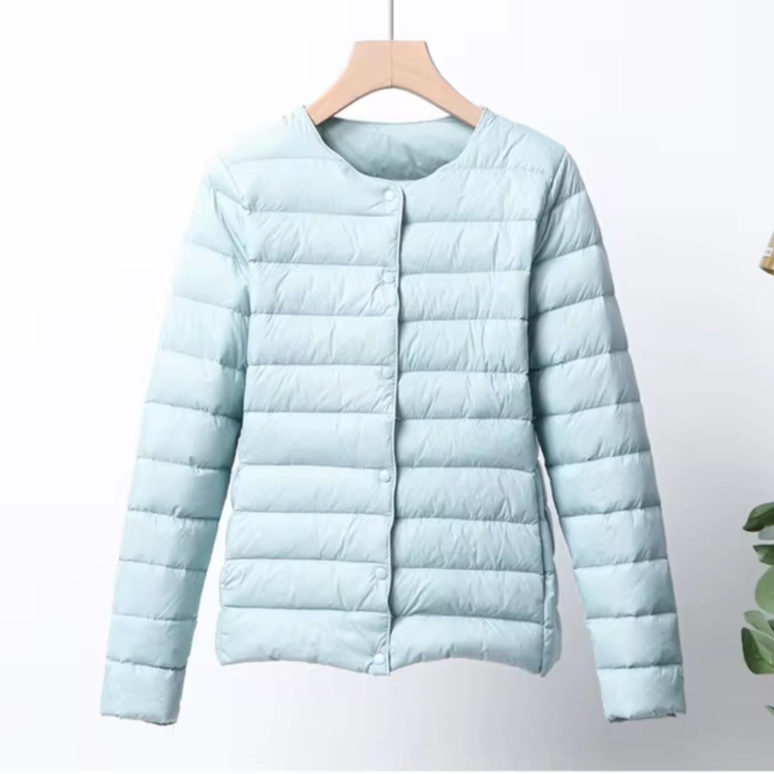 Women’s Down Jacket – Slim Fit – Lightweight Quilted – Collarless – Hip Length