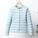 Women’s Down Jacket – Slim Fit – Lightweight Quilted – Collarless – Hip Length