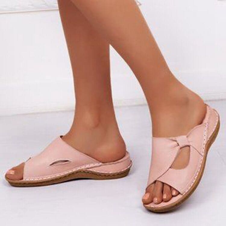 Women’s Sandals – Flat Heel – Slip-On Design – Cross-Strap Comfort Fit