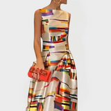Catherine | Geometric Patterned Eveningwear Maxi Dress