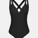 Women’s One-Piece Swimsuit – Shaping Fit – Deep V-Neck – Double Strap – Smooth Stretch Fabric