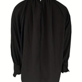 Tie-neck blouse with puff sleeves for women